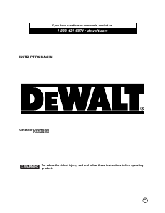 Manual DeWalt DXGNR6500 Generator
