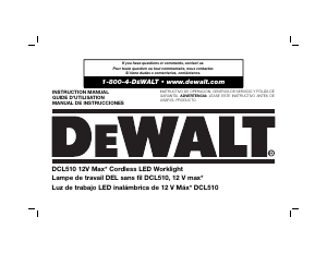 Manual de uso DeWalt DCL510 Lámpara