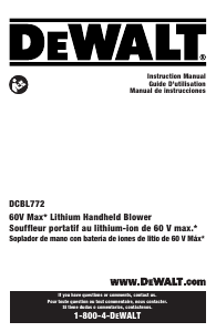 Manual de uso DeWalt DCBL772X1 Soplador de hojas