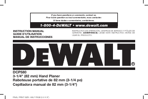Manual DeWalt DCP580B Planer