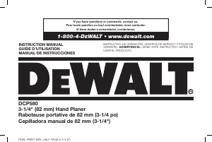 Mode d’emploi DeWalt DCP580B Rabot