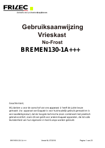 Handleiding Frilec BREMEN130-1A+++ Vriezer