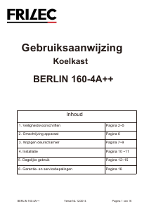 Handleiding Frilec BERLIN160-4A++ Koelkast