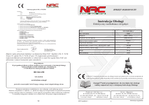 Instrukcja NAC SHE250B-BAG-L Rozdrabniacz