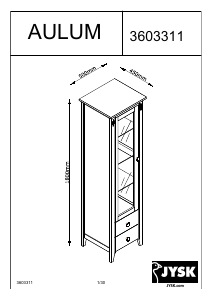 Manuál JYSK Aulum (50x180x45) Vitrínová skříňka