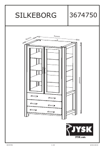 Manuál JYSK Silkeborg (92x190x45) Vitrínová skříňka