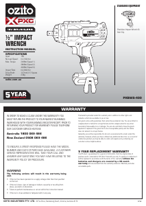 Manual Ozito PXBWS-400 Impact Wrench