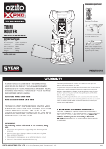 Manual Ozito PXBLTS-018 Plunge Router
