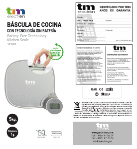 Manual de uso TM Electron TMPBS040 Báscula de cocina