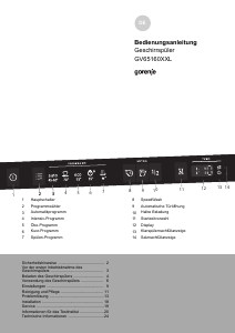 Bedienungsanleitung Gorenje GV65160XXL Geschirrspüler