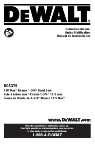 Mode d’emploi DeWalt DCS375B Scie à ruban