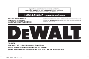 Manual de uso DeWalt DCS374P2 Sierra de cinta