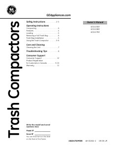 Mode d’emploi GE GCG1500RWW Compacteur de déchets