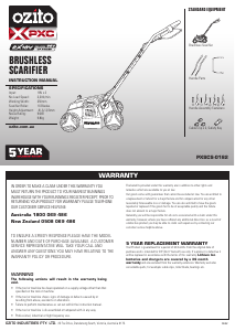 Manual Ozito PXSCS-0182 Lawn Raker