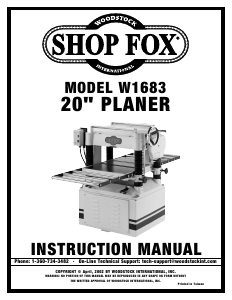Manual Shop Fox G0546 Planer