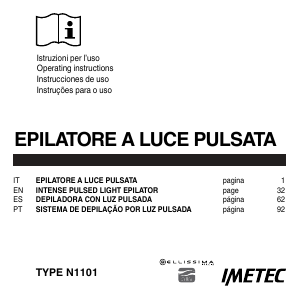 Manual Imetec N1101 Sistema de depilação por luz pulsada