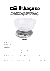 Manual de uso Orbegozo PC 2017 Báscula de cocina