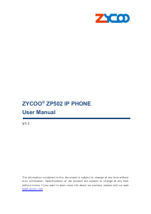 Handleiding Zycoo ZP502 IP telefoon
