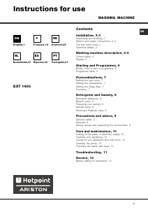 Mode d’emploi Hotpoint-Ariston EXT 1400 (EX) Lave-linge