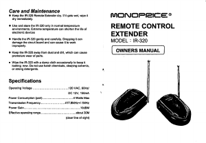 Handleiding Monoprice IR-320 IR-Extender