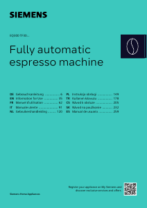 Kullanım kılavuzu Siemens TF303E08 Espresso makinesi