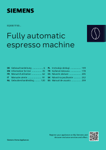 Kullanım kılavuzu Siemens TF305E04 Espresso makinesi