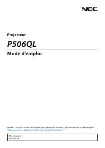 Mode d’emploi NEC P506QL Projecteur
