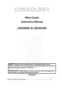 Handleiding Cookology CWC600SS Wijnklimaatkast