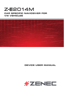 Manual Zenec Z-E2014M (for Volkswagen and Seat) Car Navigation