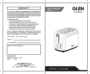 Manual Glen SA 3019 Toaster