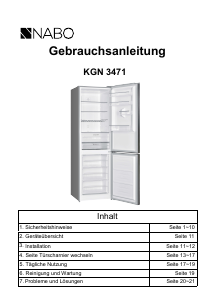 Bedienungsanleitung NABO KGN 3471 Kühl-gefrierkombination