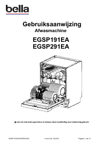 Handleiding Bella EGSP291EA Vaatwasser