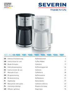 Brugsanvisning Severin KA 9250 Kaffemaskine