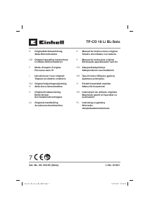Manual Einhell TP-CD 18 Li BL-Solo Berbequim