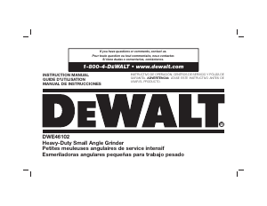 Manual de uso DeWalt DWE46102 Amoladora angular