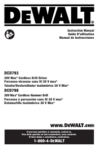 Manual de uso DeWalt DCD798B Atornillador taladrador