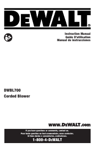 Manual DeWalt DWBL700 Leaf Blower