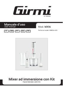 Manual Girmi MX1601 Hand Blender