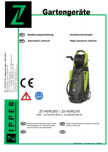 Bedienungsanleitung Zipper ZI-HDR200 Hochdruckreiniger