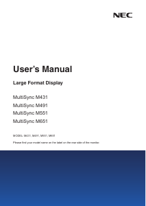 Manual NEC MultiSync M431 LCD Monitor