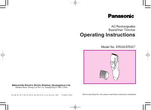 Manual de uso Panasonic ER206 Barbero