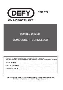 Handleiding Defy DTD322 Wasdroger