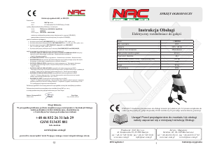 Instrukcja NAC LSB2504 Rozdrabniacz