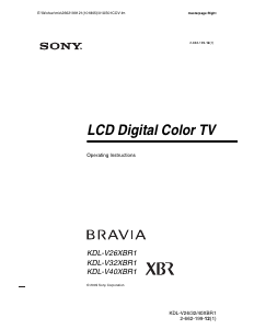 Manual Sony Bravia KDL-V26XBR1 LCD Television