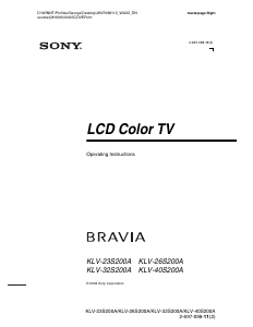Manual Sony Bravia KLV-23S200A LCD Television