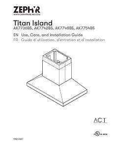 Manual Zephyr AK7754BS Titan Cooker Hood