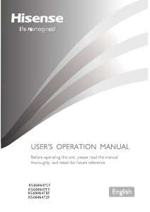 Handleiding Hisense RS694N4TFF Koel-vries combinatie