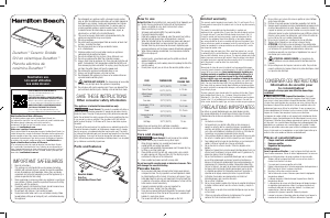 Mode d’emploi Hamilton Beach 38521 Gril de table