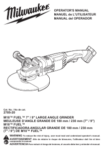 Manual Milwaukee 2785-20 Angle Grinder