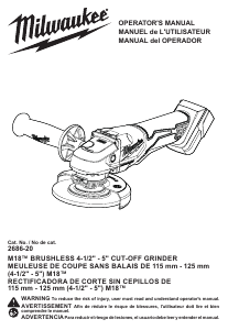 Manual Milwaukee 2686-20 Angle Grinder